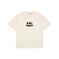 AMI Paris Playful AMI Paris Logo Embroidery Short Sleeve Tee – Cream