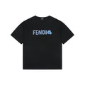 Fendi Gradient FENDI Logo Embroidery Short Sleeve Tee – Black
