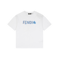 Fendi Gradient FENDI Logo Embroidery Short Sleeve Tee – White