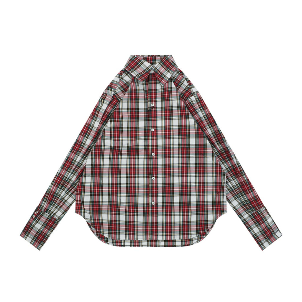 Celine Red, White & Green Plaid Long-Sleeve Shirt