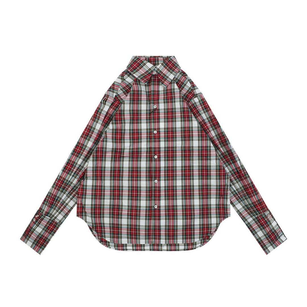 Celine Red, White & Green Plaid Long-Sleeve Shirt