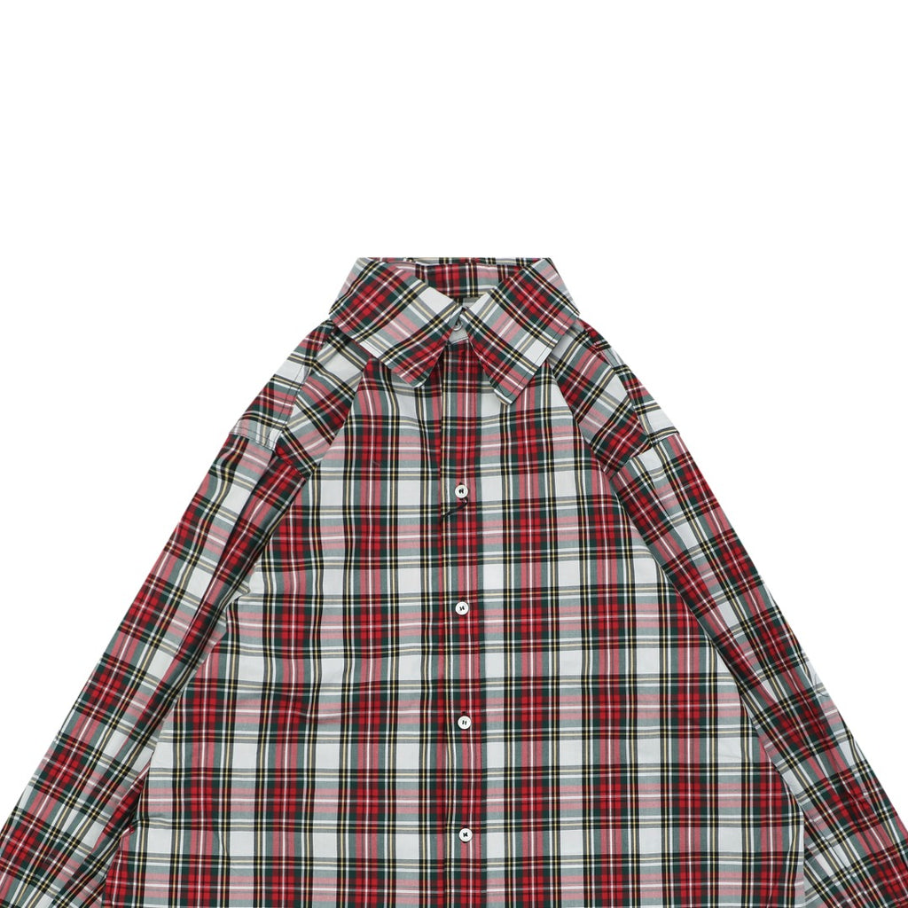Celine Red, White & Green Plaid Long-Sleeve Shirt