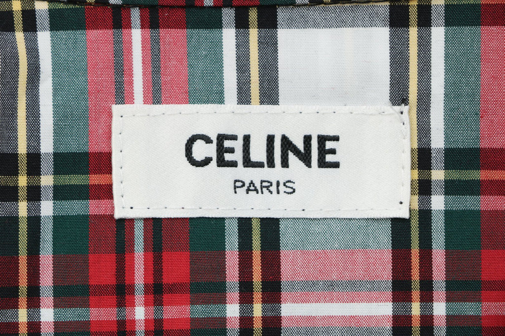 Celine Red, White & Green Plaid Long-Sleeve Shirt