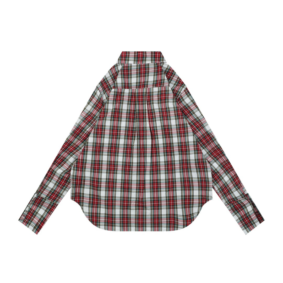 Celine Red, White & Green Plaid Long-Sleeve Shirt