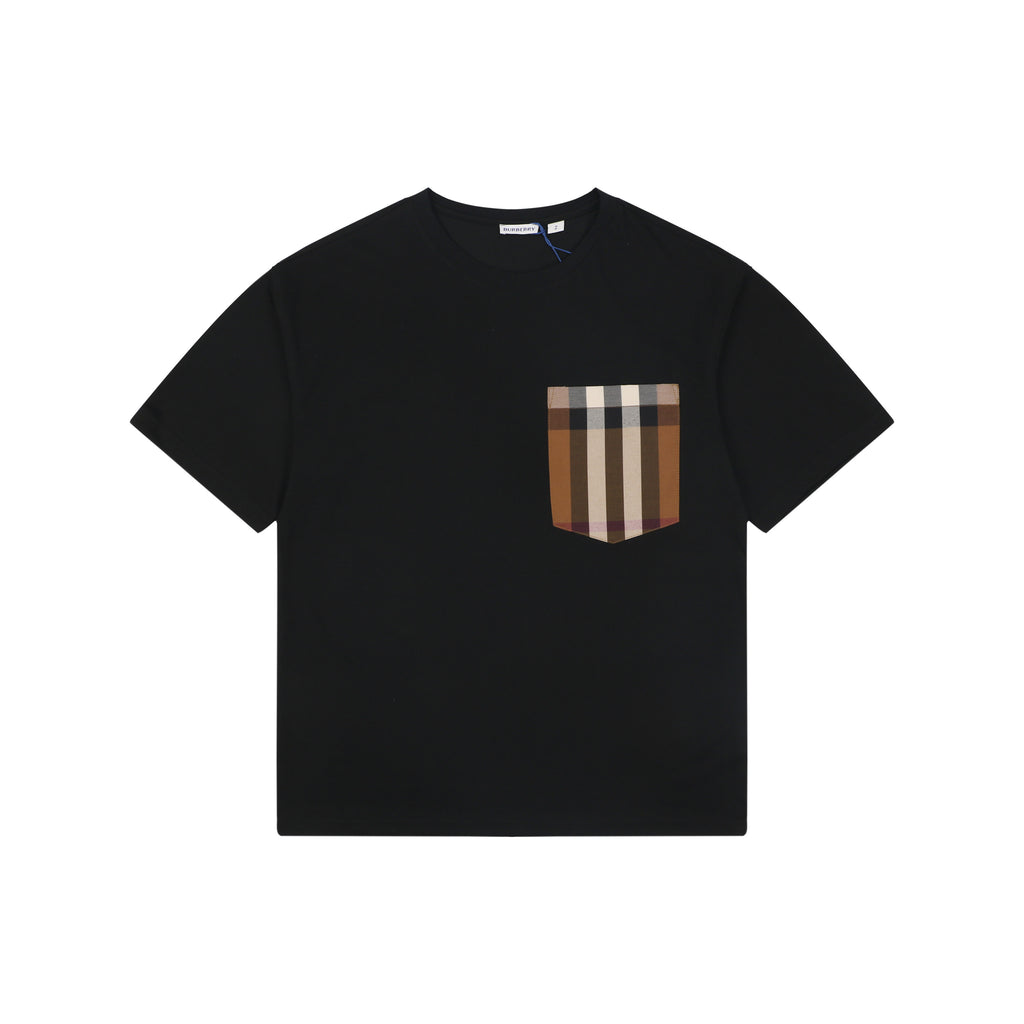 Burberry Black Short-Sleeve T-Shirt with Check Pocket