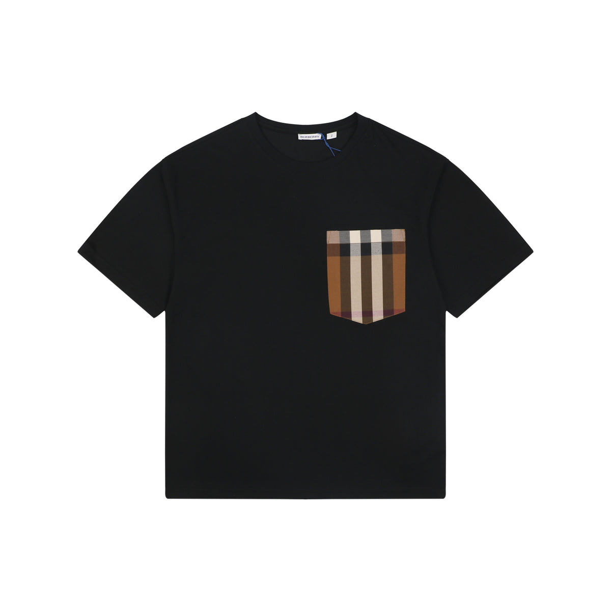 Burberry Black Short-Sleeve T-Shirt with Check Pocket
