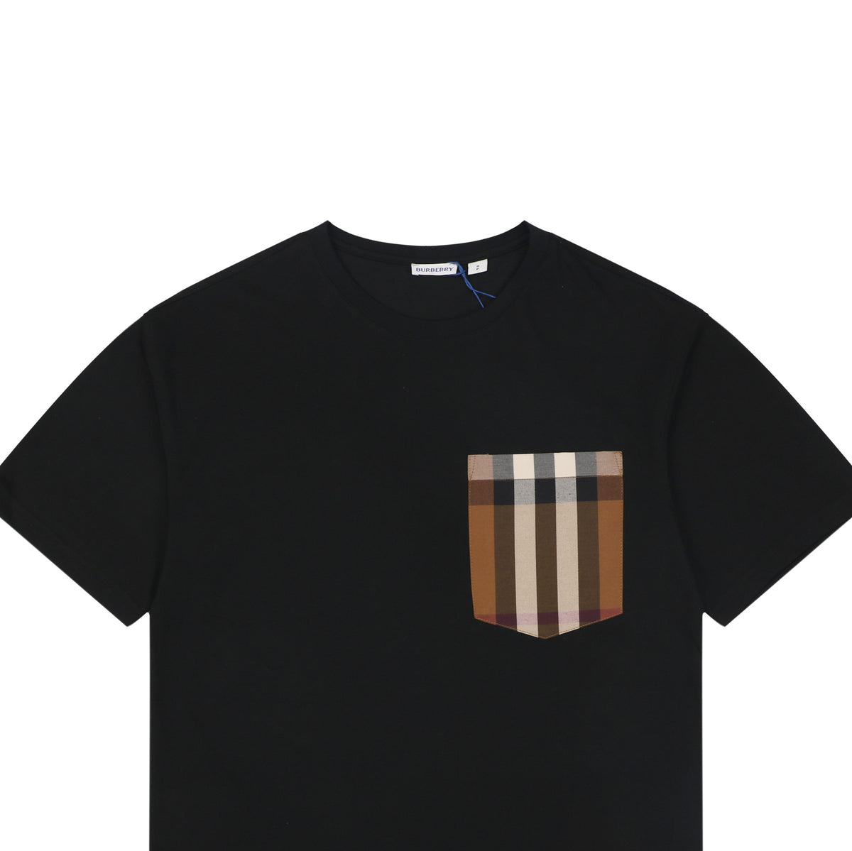 Burberry Black Short-Sleeve T-Shirt with Check Pocket