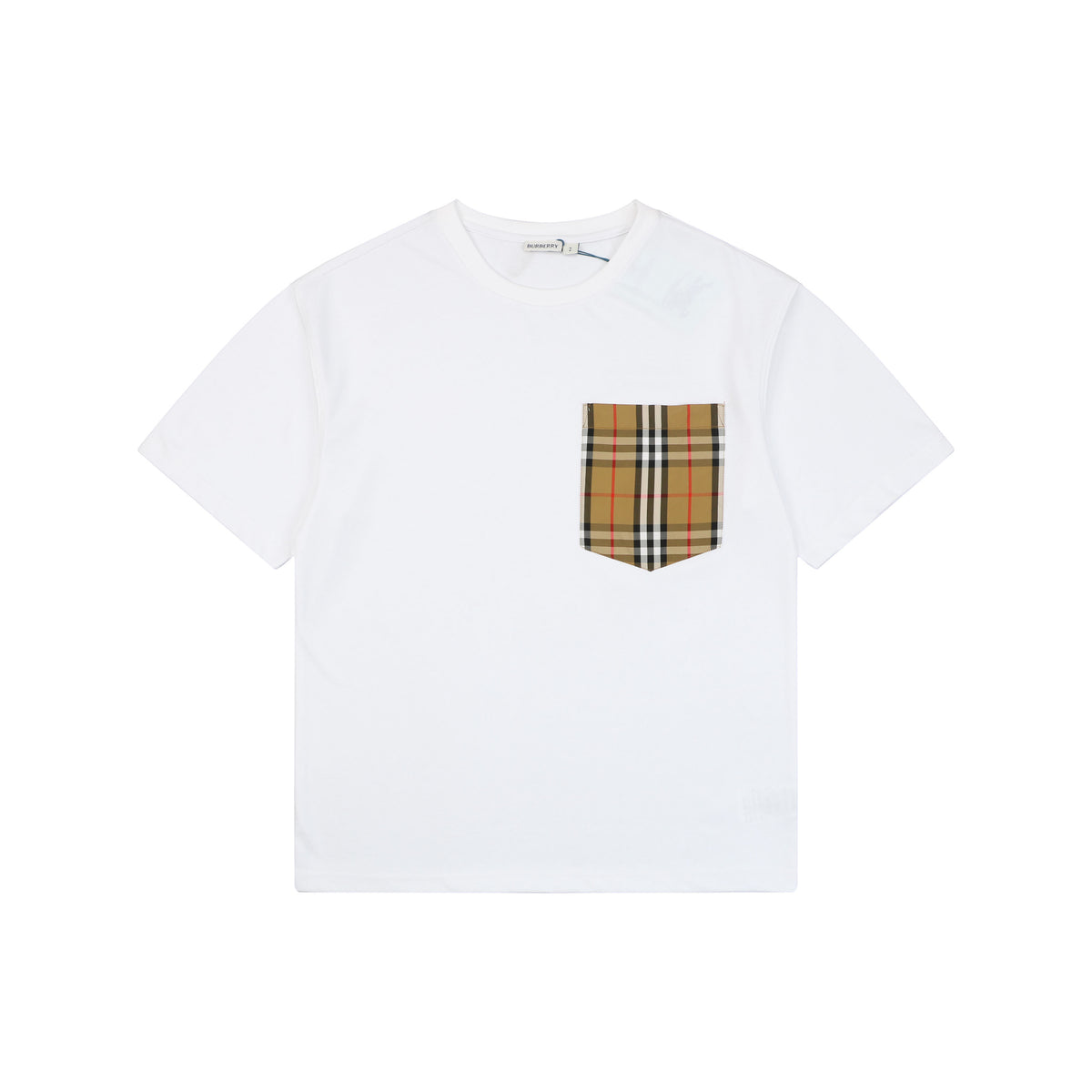 Burberry White Short-Sleeve T-Shirt with Check Pocket