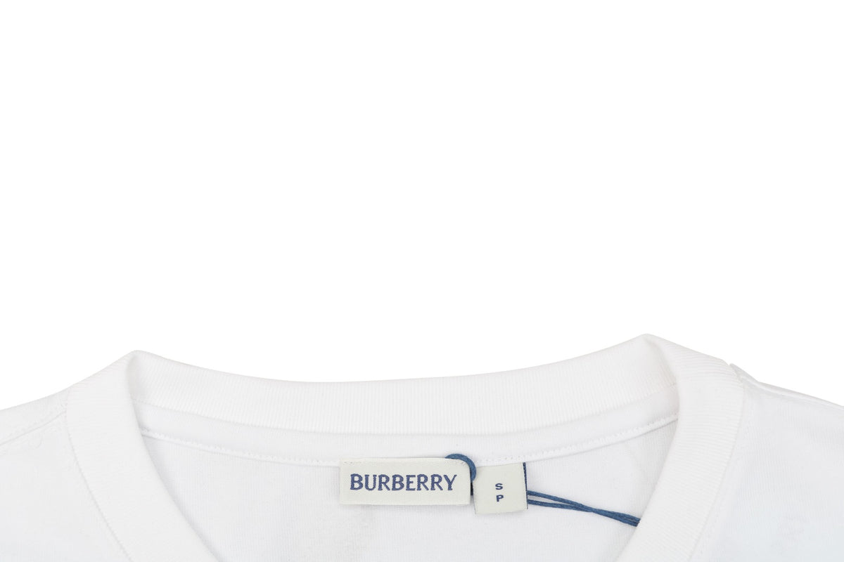 Burberry White Short-Sleeve T-Shirt with Check Pocket
