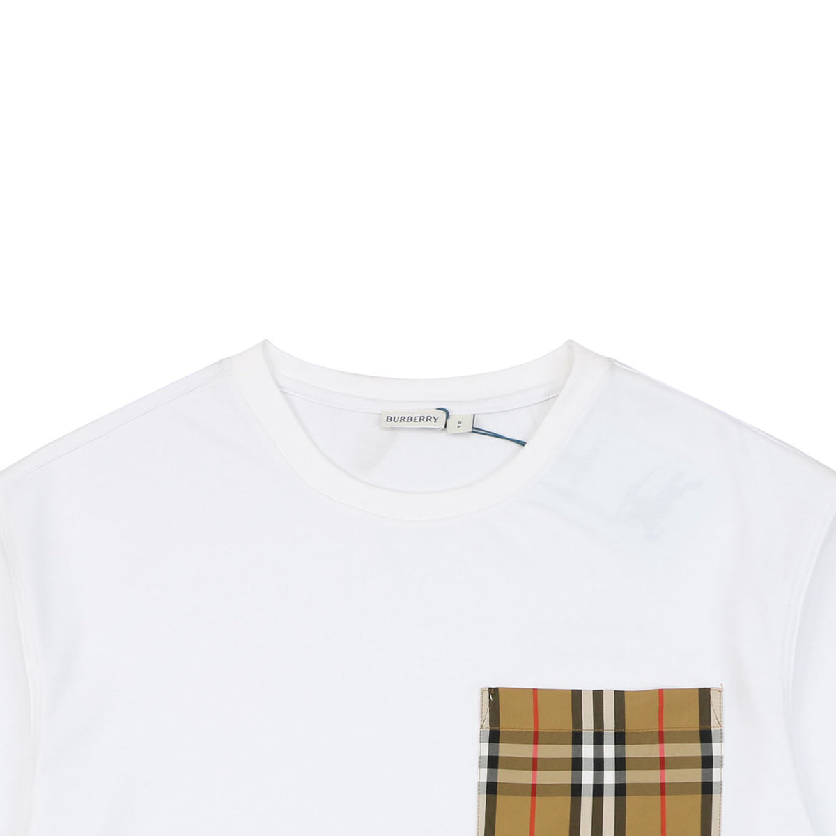 Burberry White Short-Sleeve T-Shirt with Check Pocket