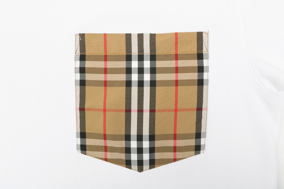 Burberry White Short-Sleeve T-Shirt with Check Pocket
