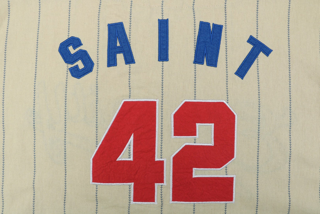 Saint Michael No. 42 Pinstripe Short-Sleeve Baseball Jersey