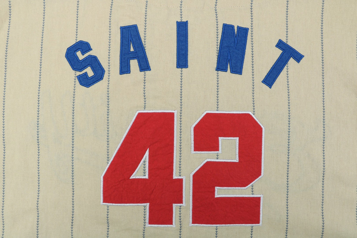 Saint Michael No. 42 Pinstripe Short-Sleeve Baseball Jersey