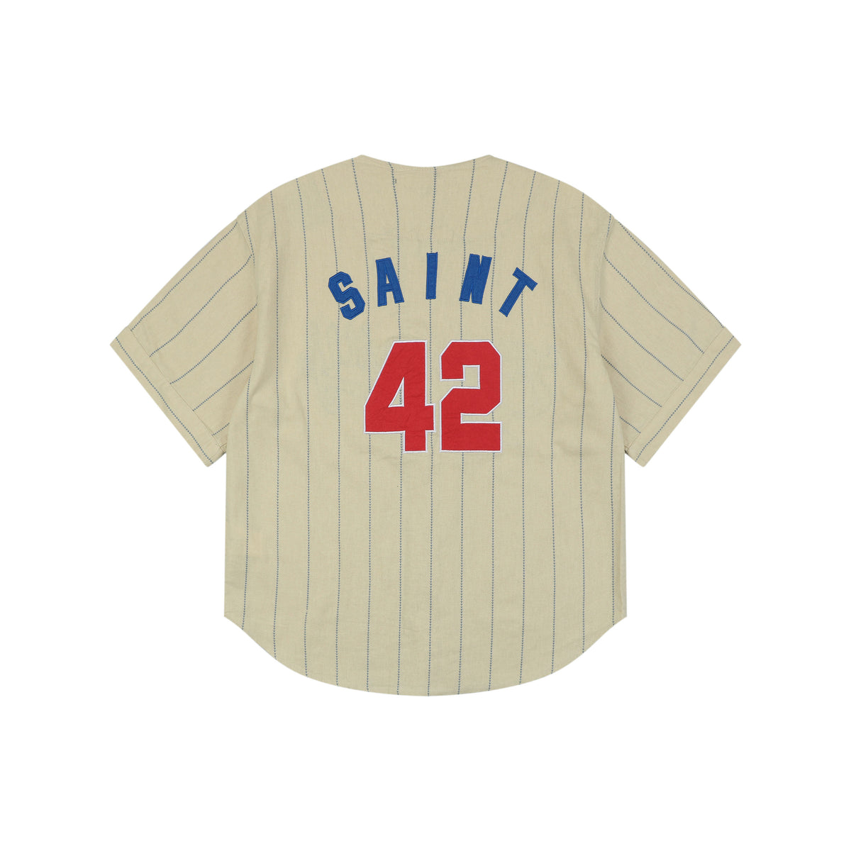 Saint Michael No. 42 Pinstripe Short-Sleeve Baseball Jersey