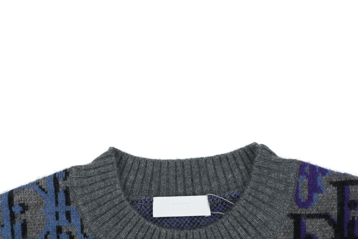 Dior Blue and Purple All-Over Motif Crewneck Sweater
