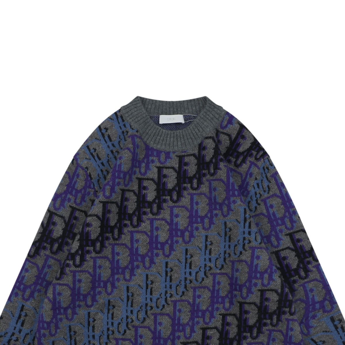 Dior Blue and Purple All-Over Motif Crewneck Sweater
