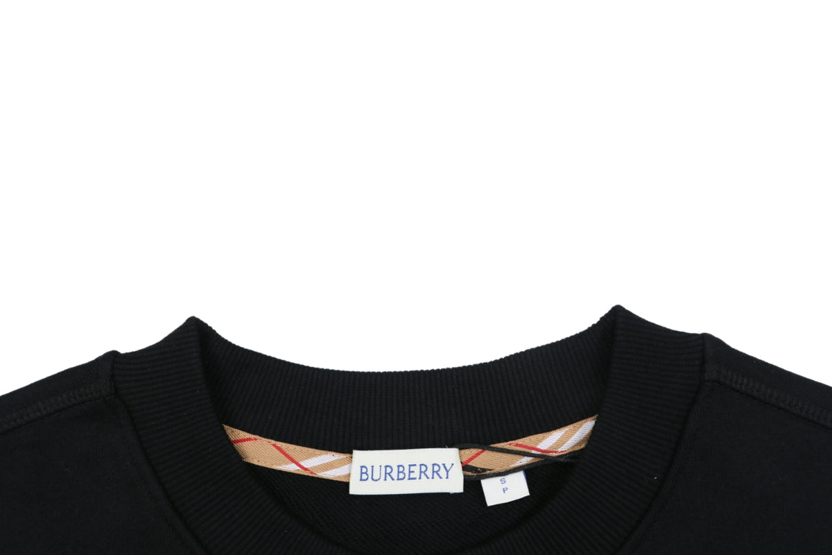 Burberry Black Check-Trim Pocket Crewneck Sweatshirt