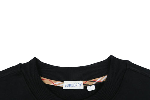Burberry Black Check-Trim Pocket Crewneck Sweatshirt
