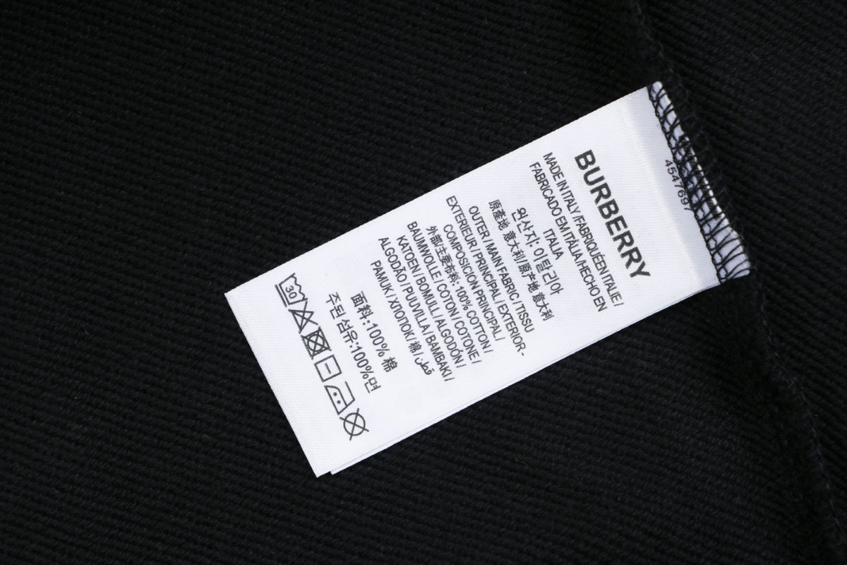 Burberry Black Check-Trim Pocket Crewneck Sweatshirt
