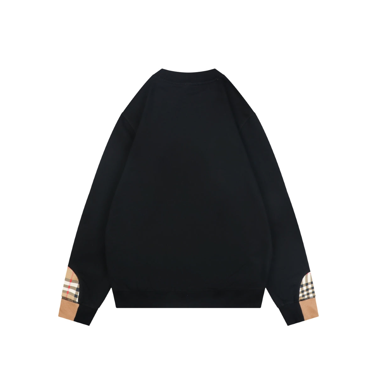 Burberry Black Check-Trim Pocket Crewneck Sweatshirt