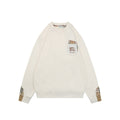 Burberry Ivory Check-Trim Pocket Crewneck Sweatshirt