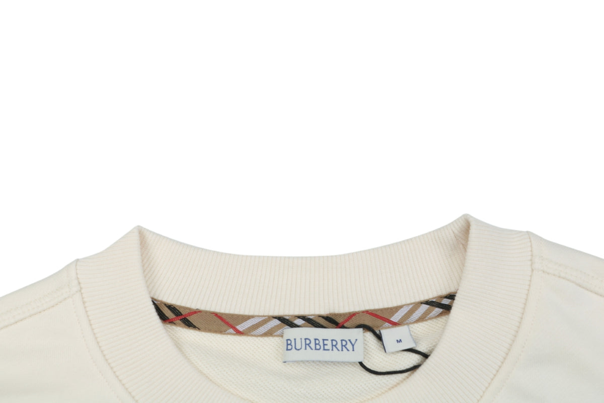 Burberry Ivory Check-Trim Pocket Crewneck Sweatshirt