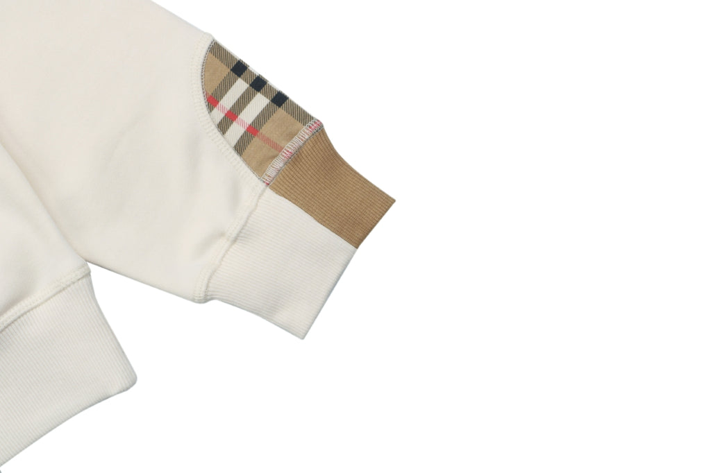 Burberry Ivory Check-Trim Pocket Crewneck Sweatshirt
