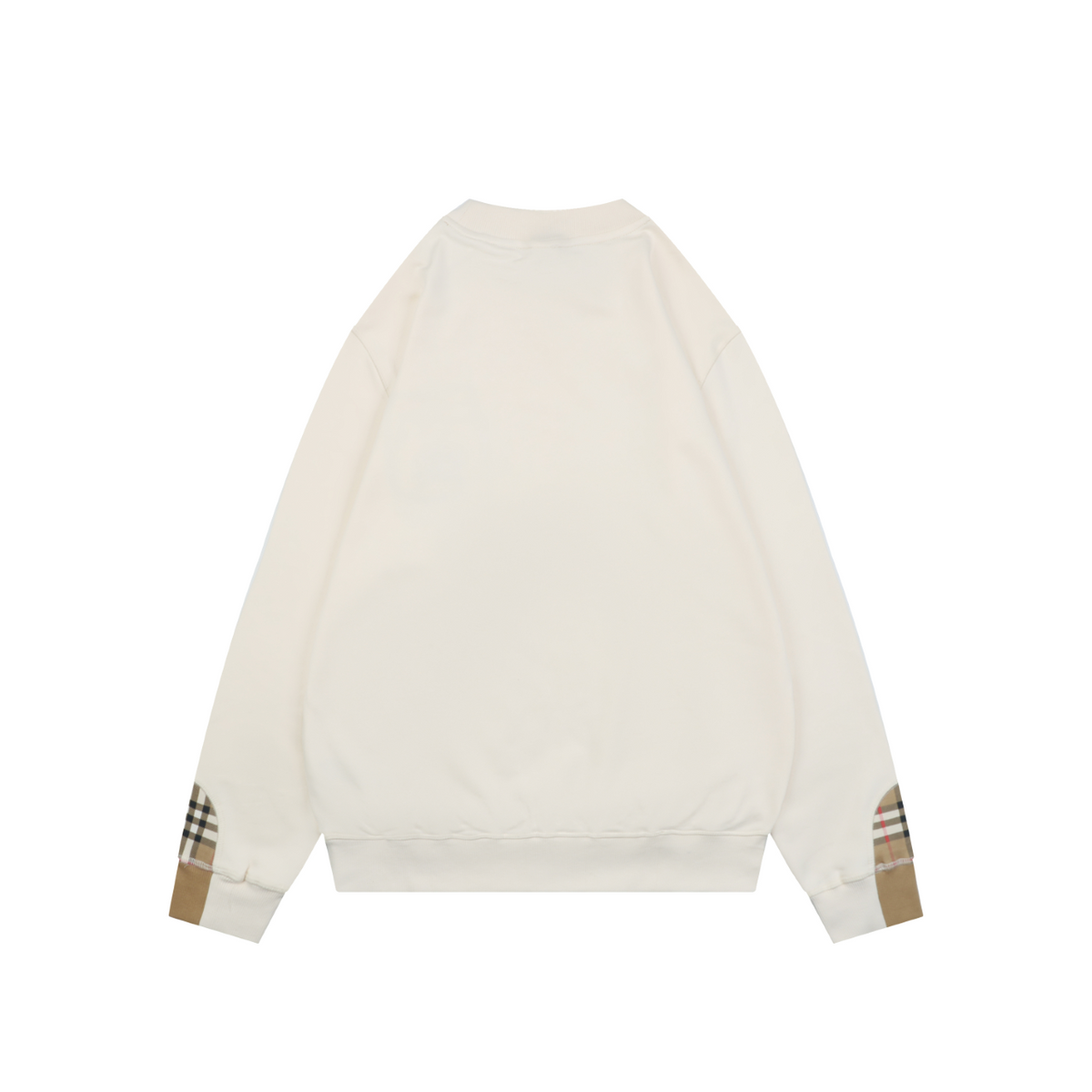 Burberry Ivory Check-Trim Pocket Crewneck Sweatshirt