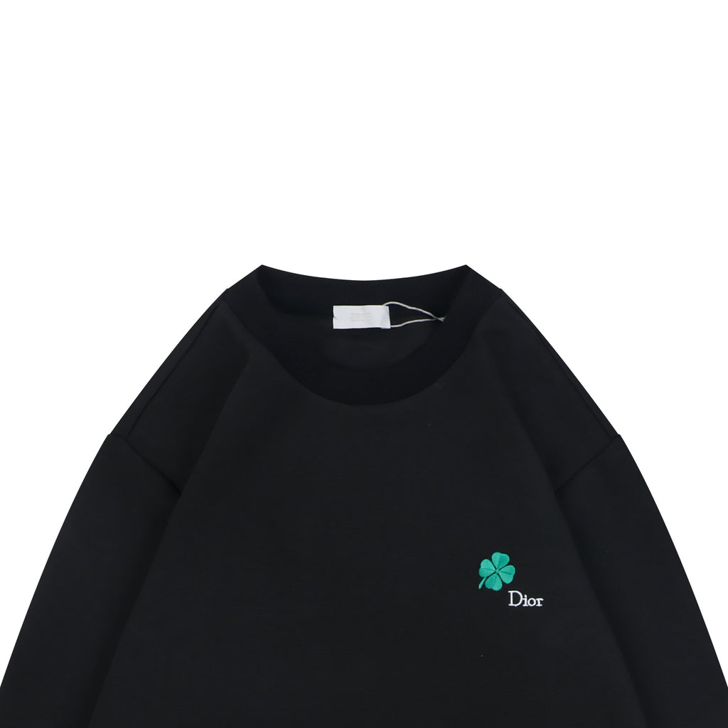 Dior Black Clover-Embroidered Crewneck Sweatshirt