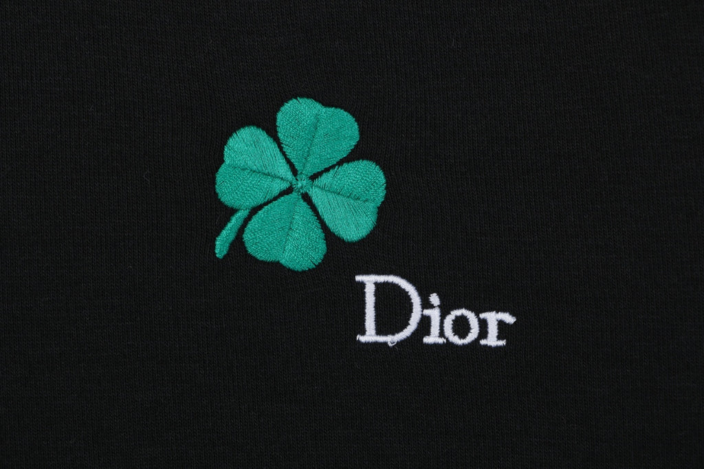 Dior Black Clover-Embroidered Crewneck Sweatshirt