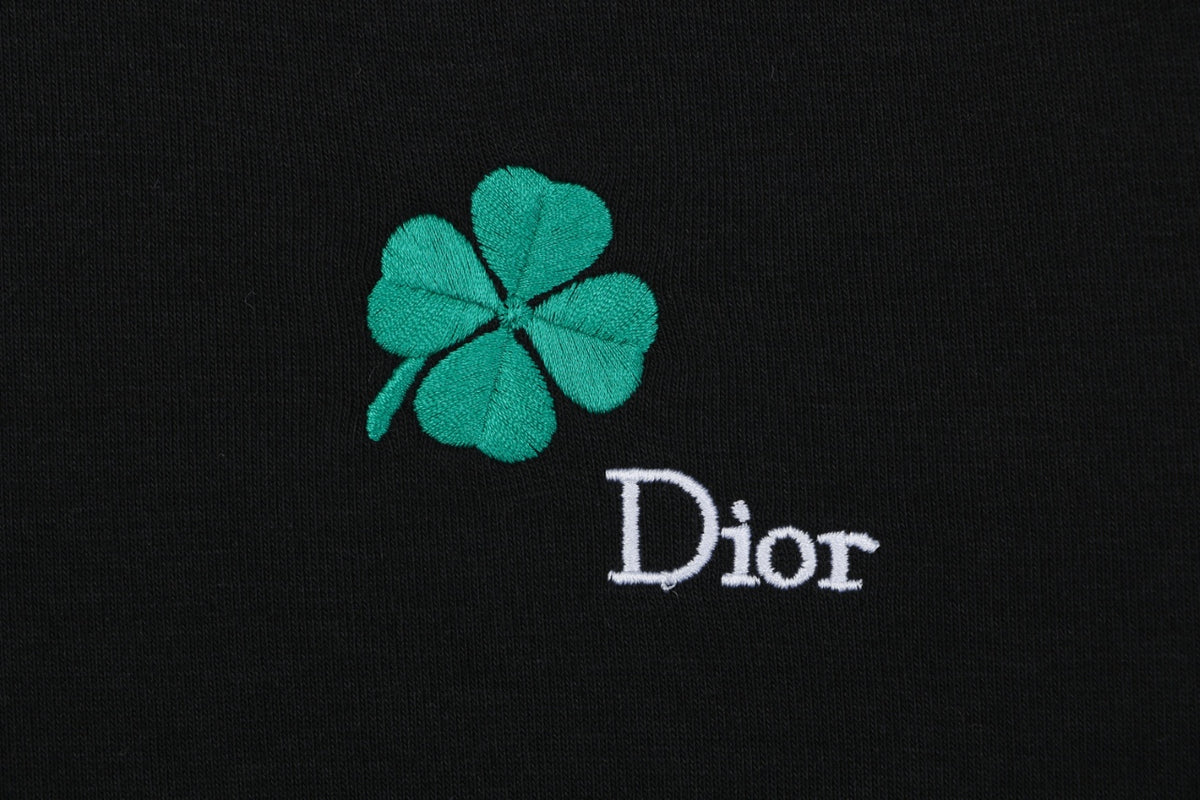 Dior Black Clover-Embroidered Crewneck Sweatshirt
