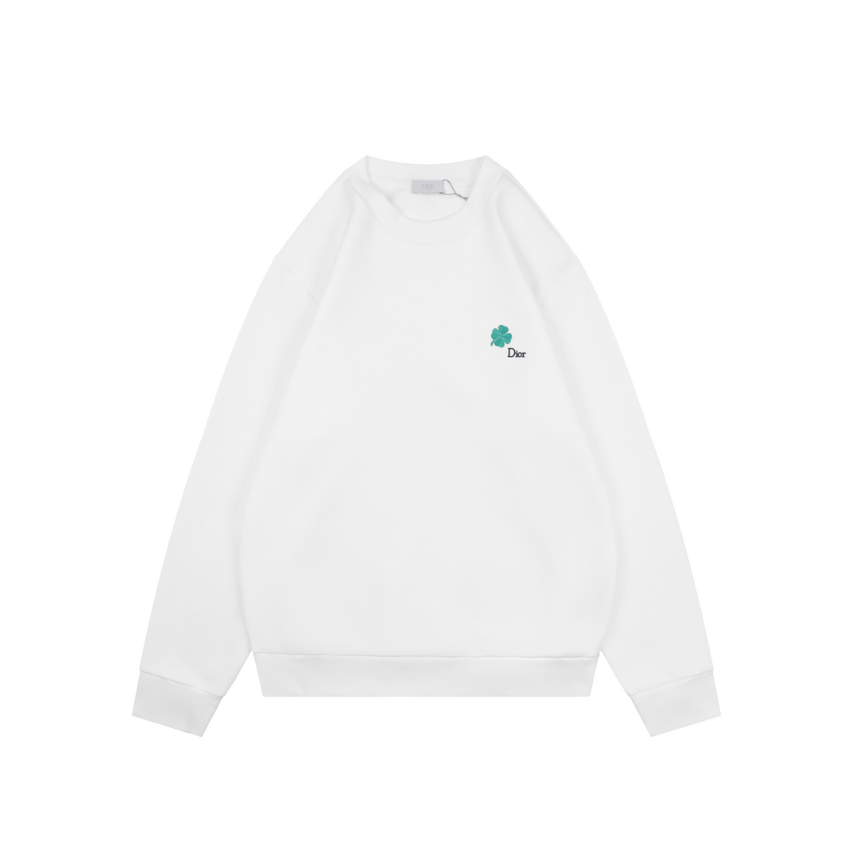 Dior White Clover-Embroidered Crewneck Sweatshirt