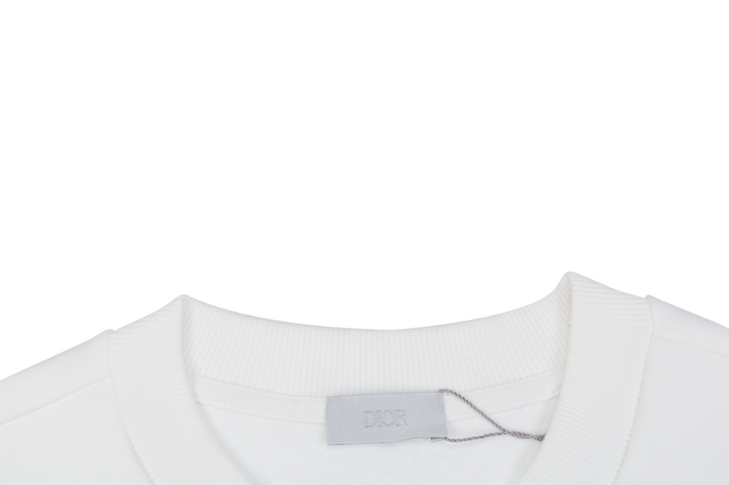 Dior White Clover-Embroidered Crewneck Sweatshirt