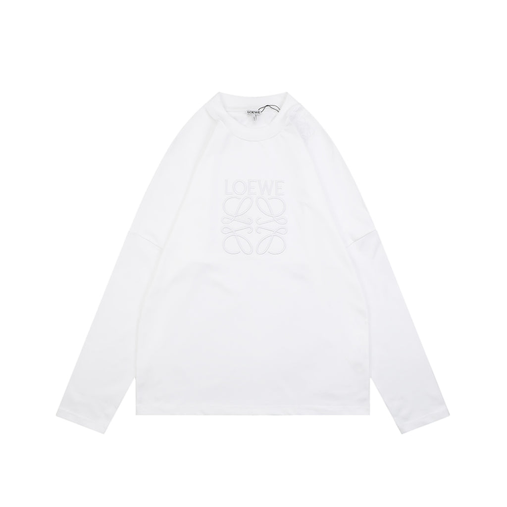 Loewe White Tonal Embroidered Long-Sleeve Shirt