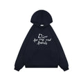 Dior Dark Navy Handwritten Logo Embroidered Hoodie