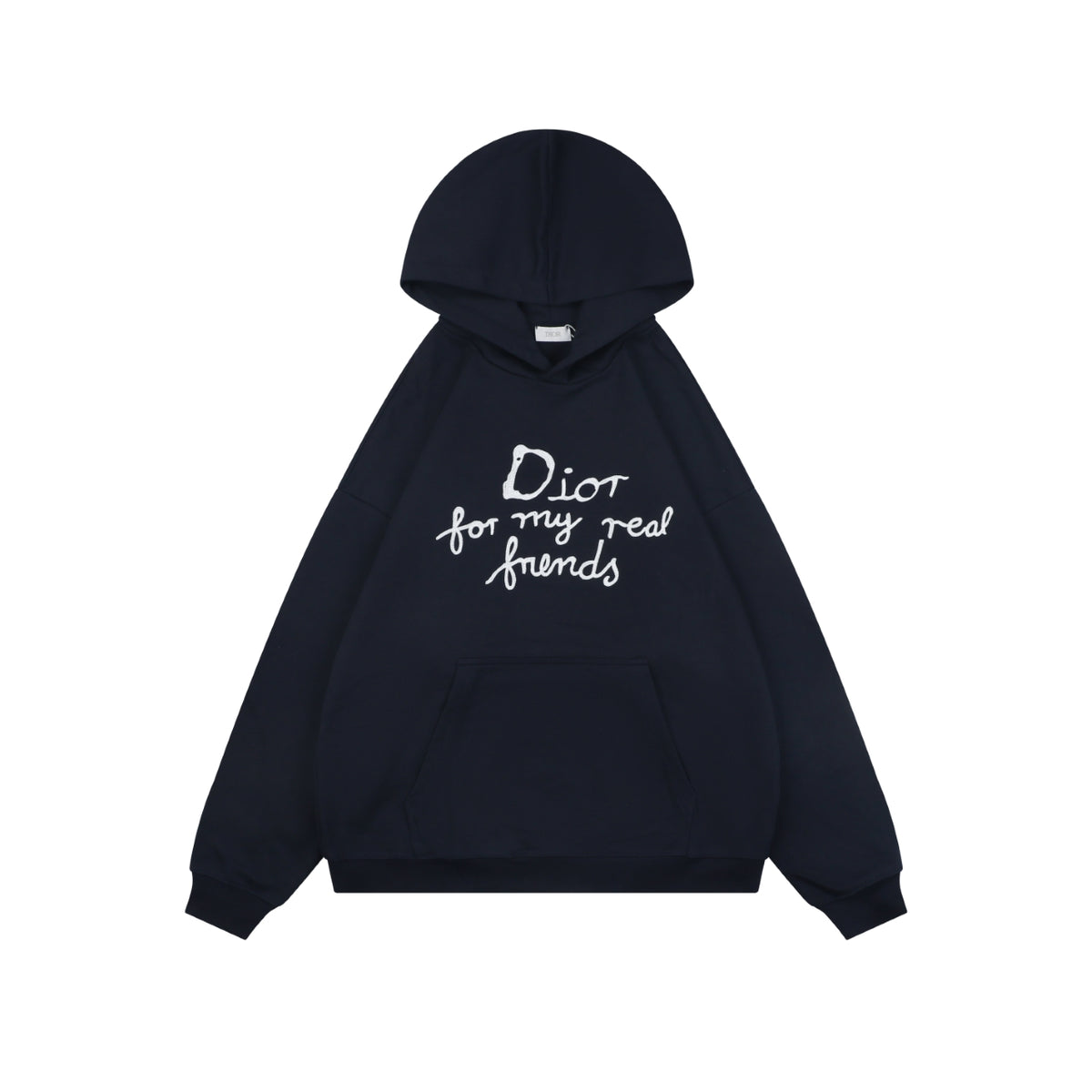 Dior Dark Navy Handwritten Logo Embroidered Hoodie