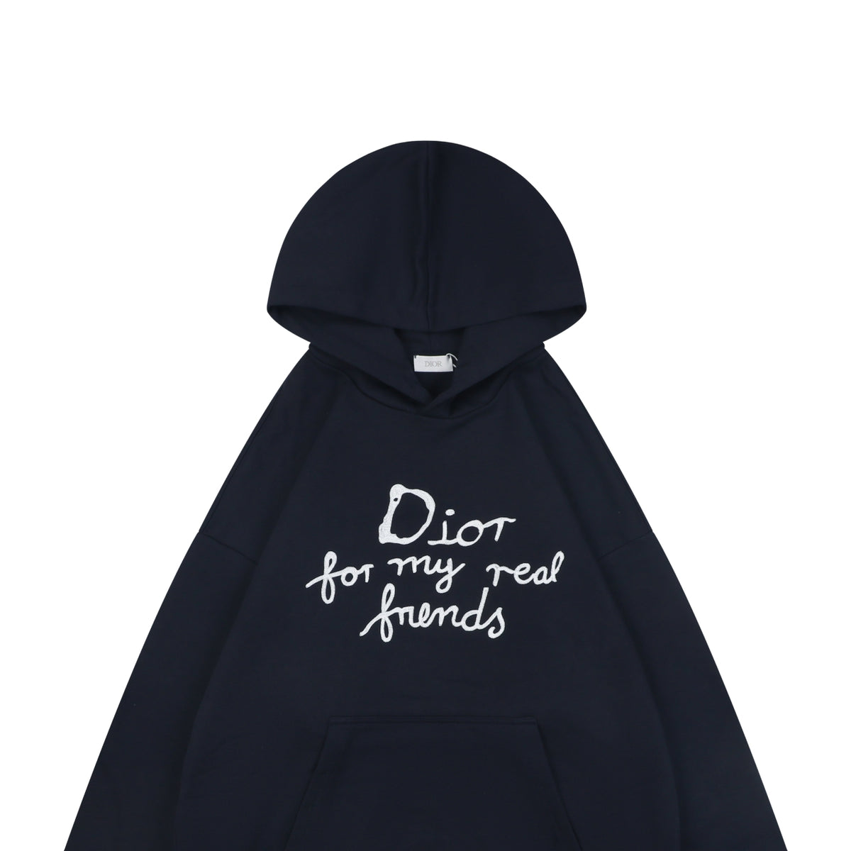 Dior Dark Navy Handwritten Logo Embroidered Hoodie