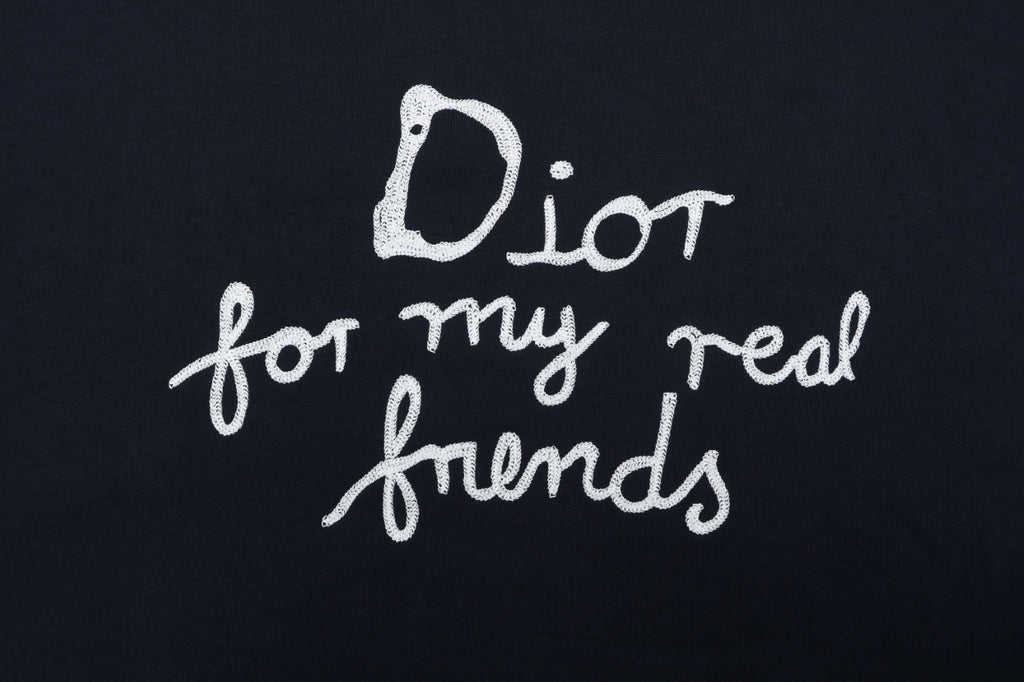 Dior Dark Navy Handwritten Logo Embroidered Hoodie