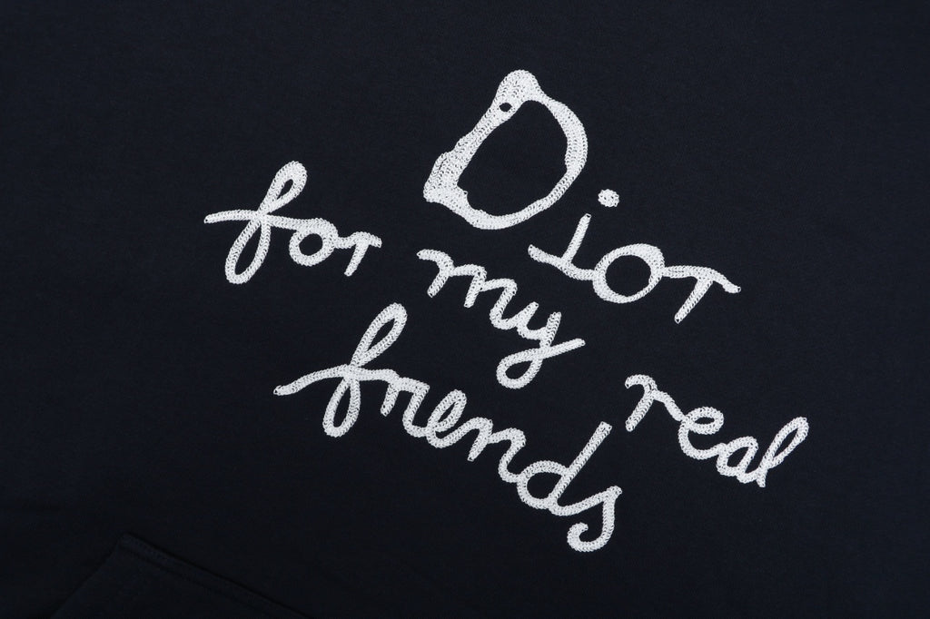 Dior Dark Navy Handwritten Logo Embroidered Hoodie