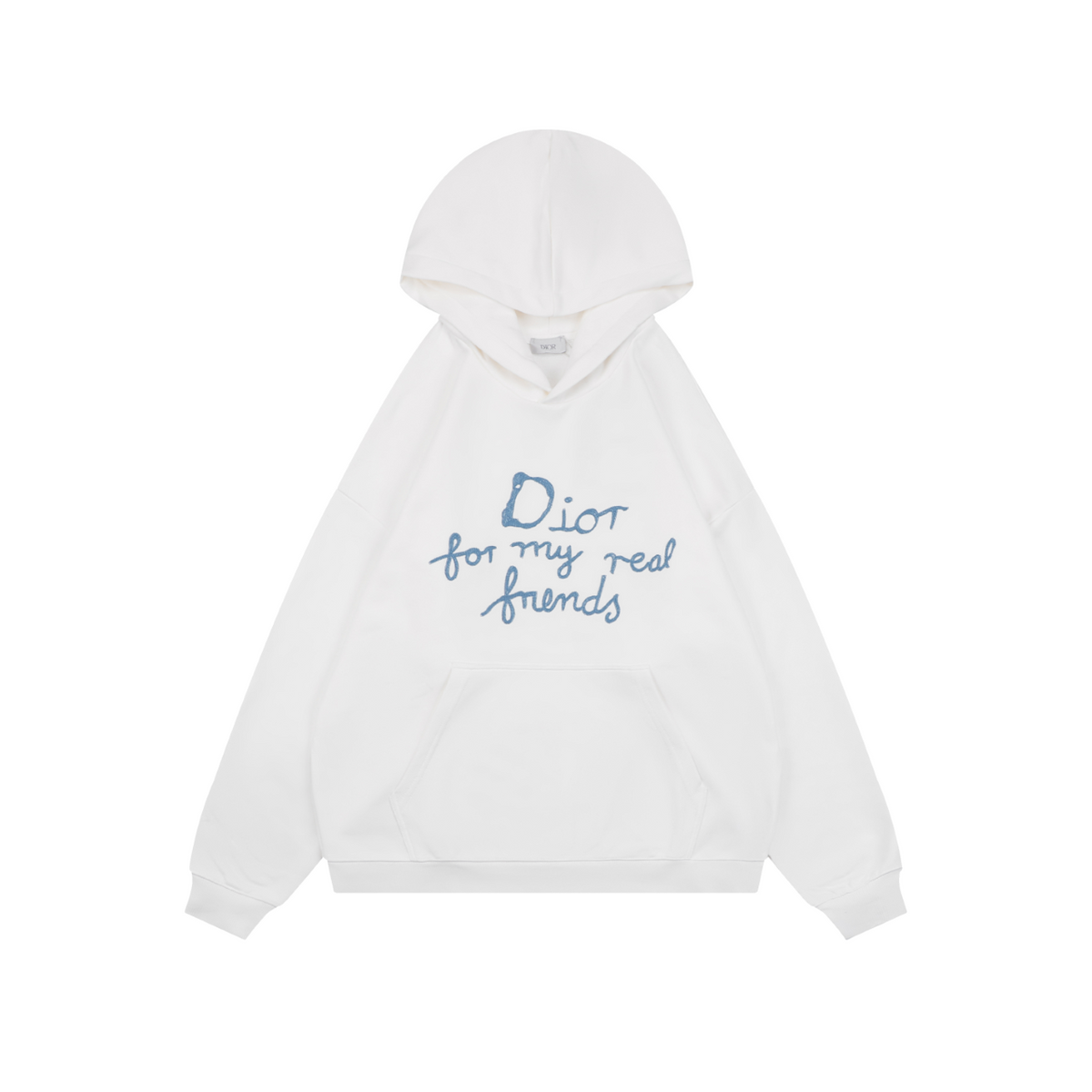 Dior White Handwritten Logo Embroidered Hoodie