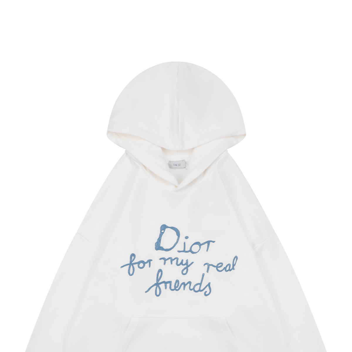 Dior White Handwritten Logo Embroidered Hoodie