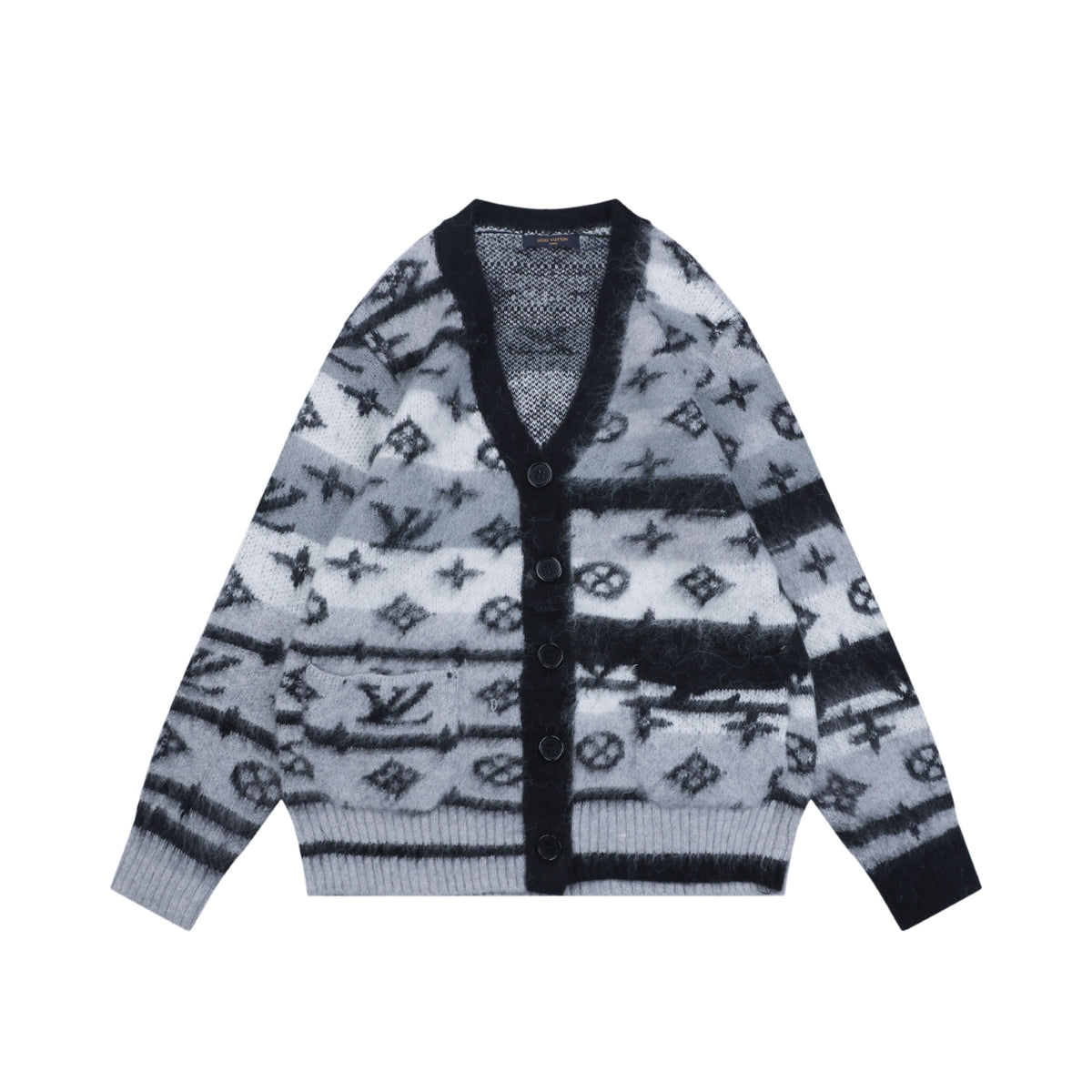 Louis Vuitton Mist Gray All-Over Monogram Button Cardigan