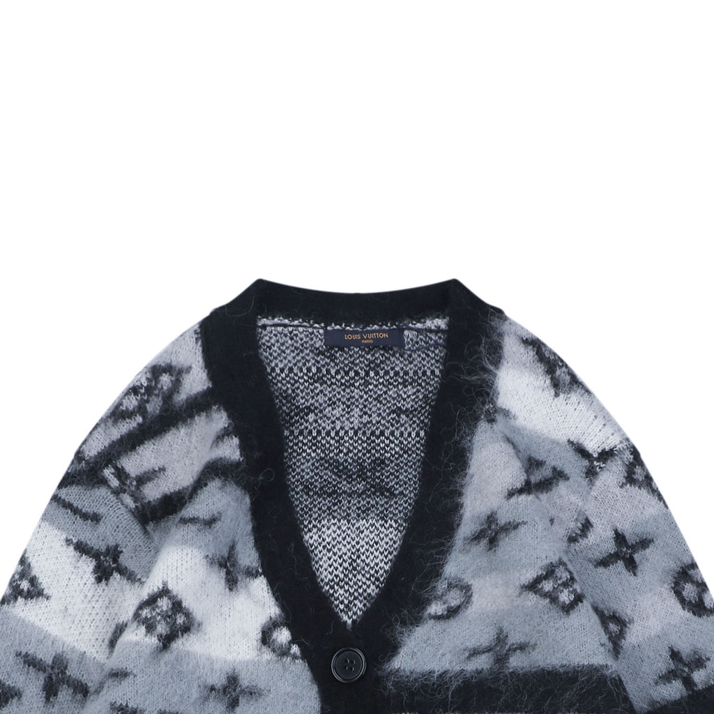 Louis Vuitton Mist Gray All-Over Monogram Button Cardigan