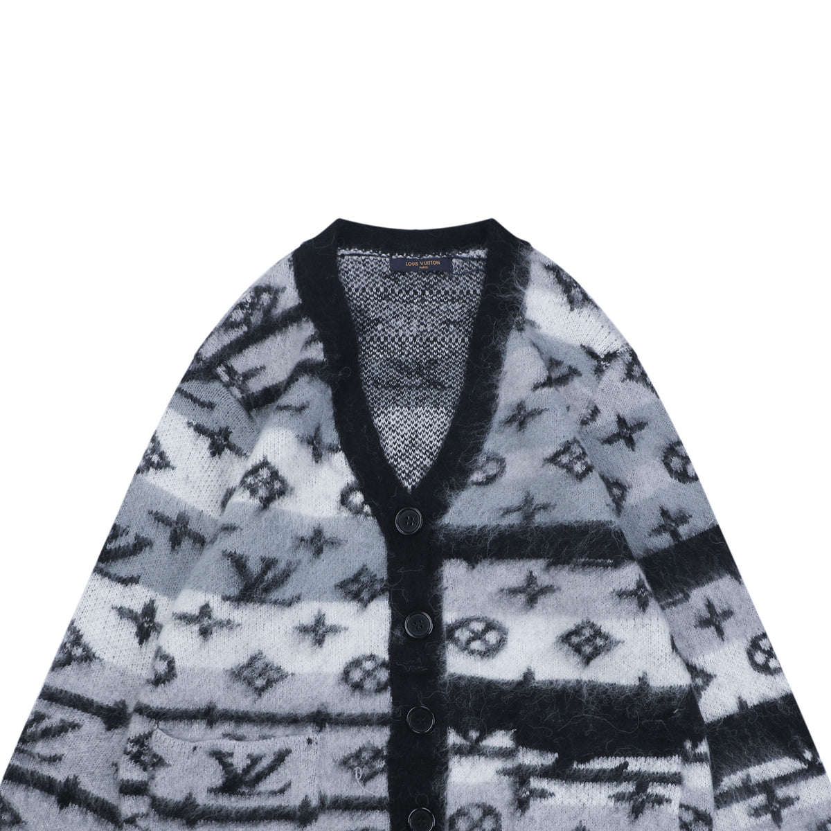 Louis Vuitton Mist Gray All-Over Monogram Button Cardigan
