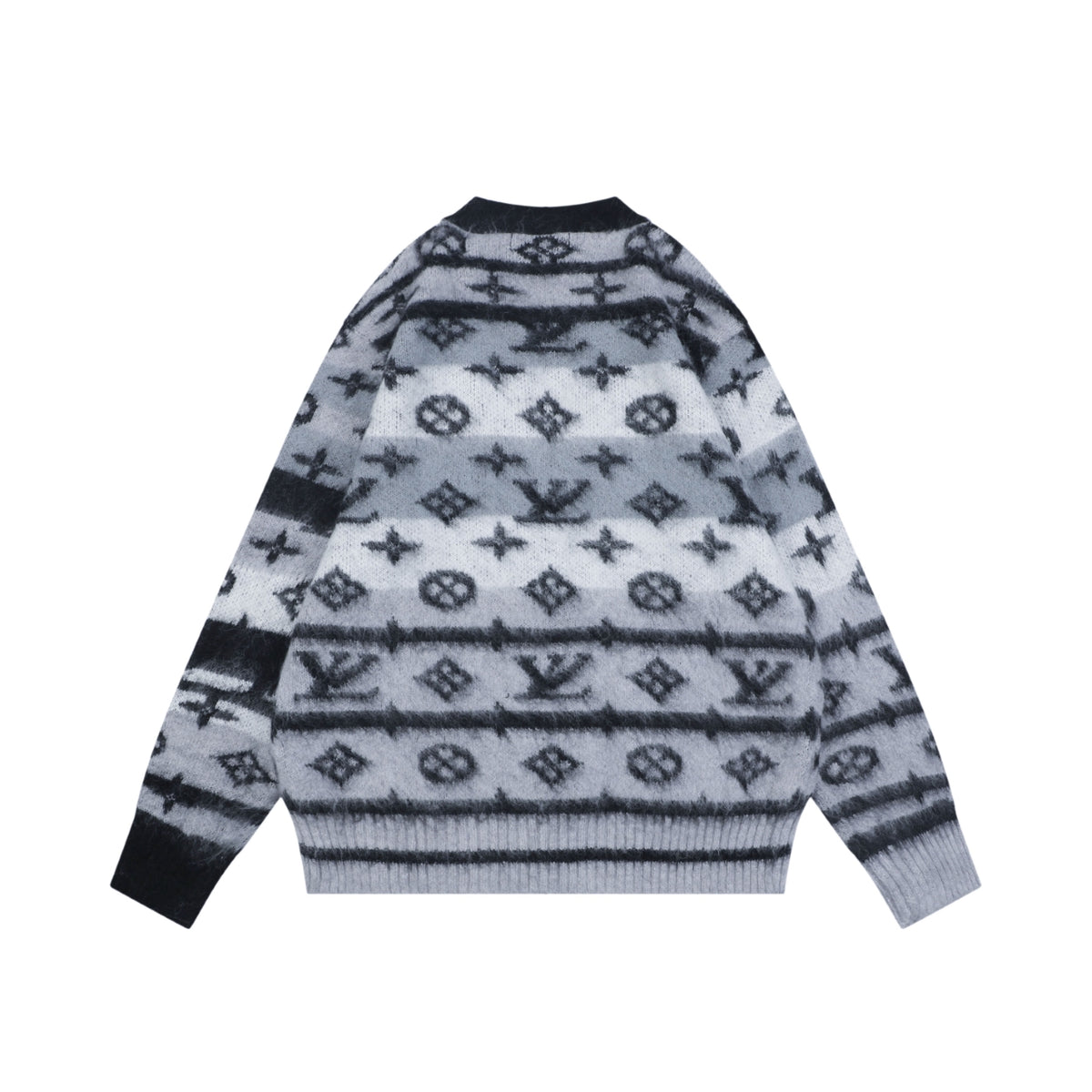 Louis Vuitton Mist Gray All-Over Monogram Button Cardigan