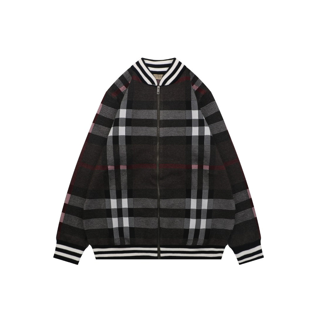 Burberry Check Zip-Up Bomber Jacket - Black