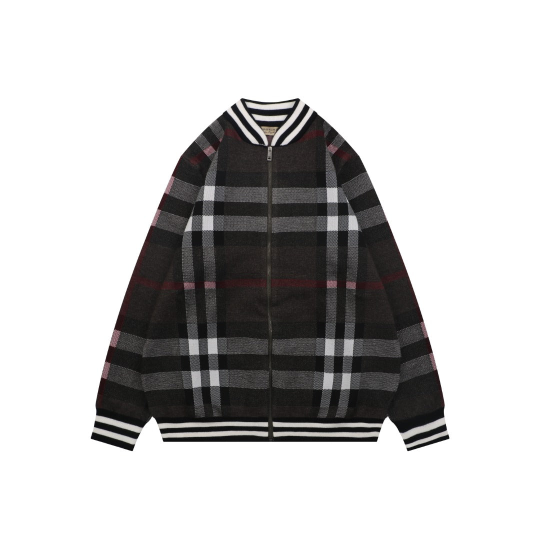 Burberry Check Zip-Up Bomber Jacket - Black
