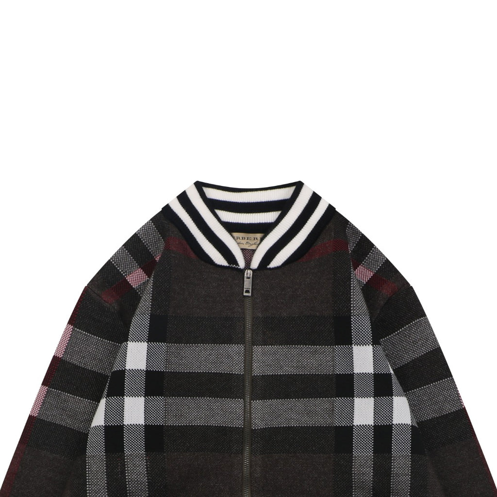Burberry Check Zip-Up Bomber Jacket - Black