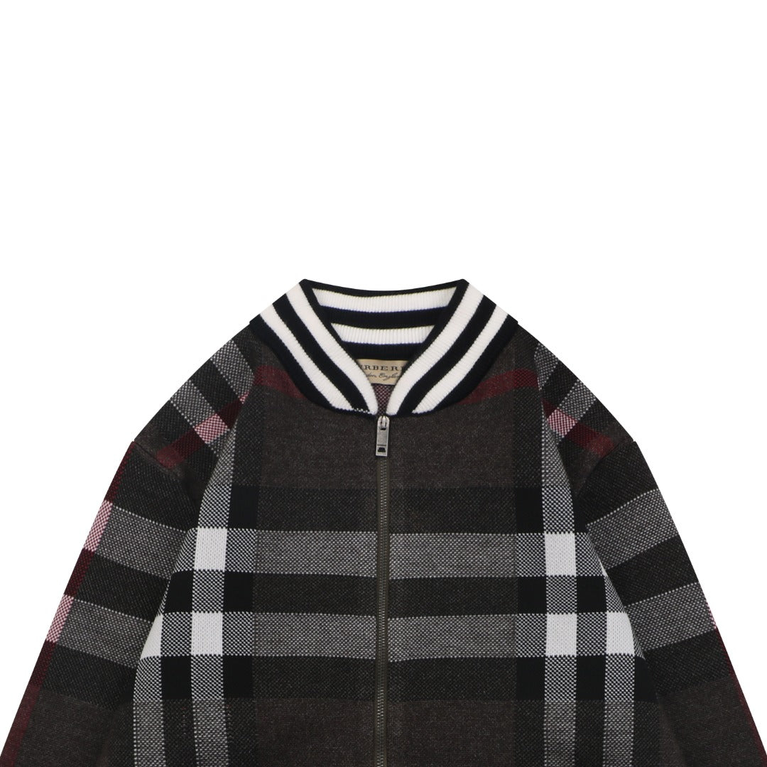 Burberry Check Zip-Up Bomber Jacket - Black