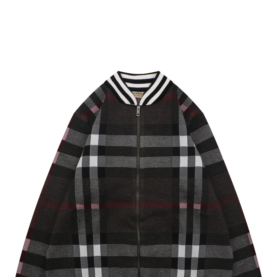 Burberry Check Zip-Up Bomber Jacket - Black